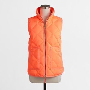 J. Crew Neon Orange Down Quilted Puffer Vest